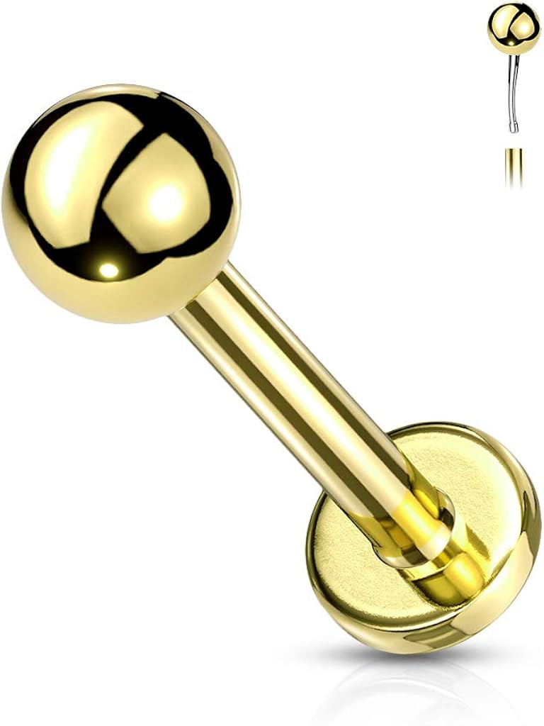 Tata Gisèle Piercing Labret Monroe En Acier Chirurgical 316L - Zircon Transparent Serti Sur Tige Une D'acier Push In Sur Goujon à Dos Plat - (Noir/Transparent, 6