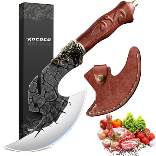 ROCOCO Viking Cleaver Knife Birthday - Kitchen Axe & Sheath Father Gift