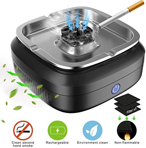 FORTGESCHE Smokelessย Ashtray, Newest Cigar Ashtray for Cigarettes Indoor and Outdoor, USB Rechargeable 8000mAh Desktop Ashย Tray for Home Office Decoration, Great