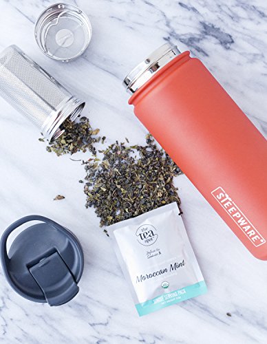 The Tea Spot Mountain Tea Tumbler - Travel Bottle with Tea Infuser for Loose Leaf Tea or Iced Coffee - 16oz, Sunset Red… - Image 2