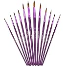 Mudder 12 Pieces Artist Paint Brushes Fine Paint Brush for Acrylic Watercolor Oil Painting, Purple