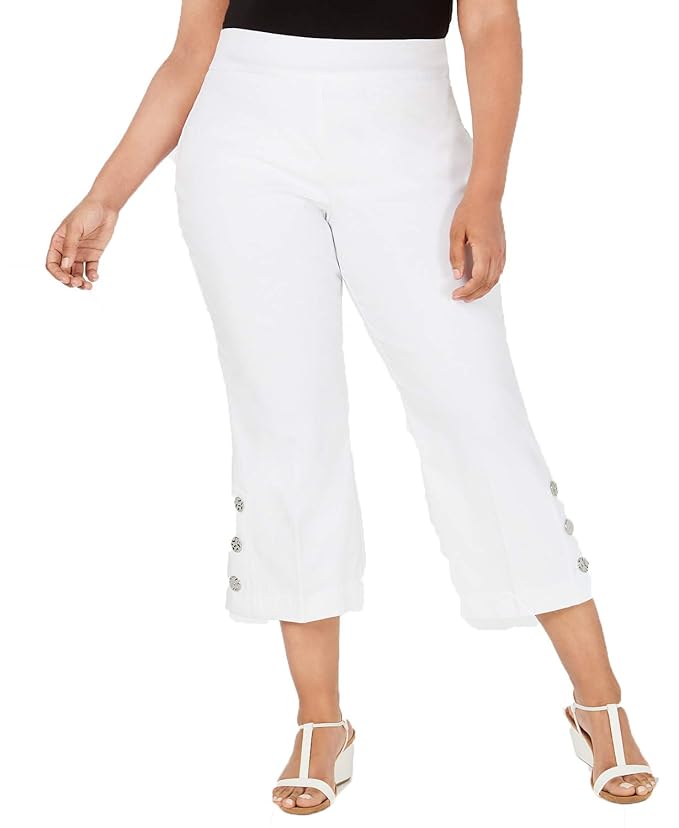 Buy JM Collection Plus Size ButtonTrim Cropped Pants (Bright White, 2X
