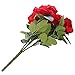 Silk Red Rose 10 Heads SOLEDI Artificial Flower French Rose Fake for Bridal Bouquet Wedding Living Room Table Home Garden Decoration