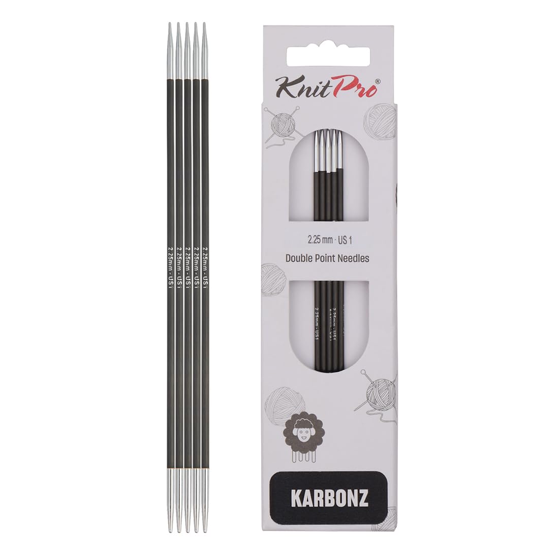 KnitPro Karbonz Double Pointed Needles 8" (20cm) | 2.25 mm