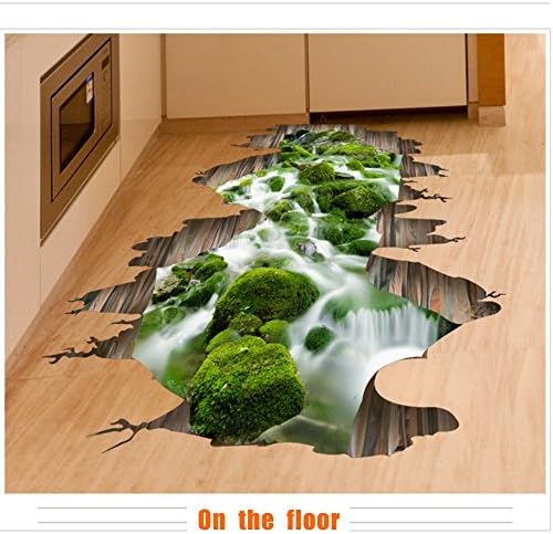 Xinkehua Cute 3D Stream Creek Removable Mural Wall Stickers (Wallpaper) for Kids Room Home Decor Nursery Home Decal Floor Sticker