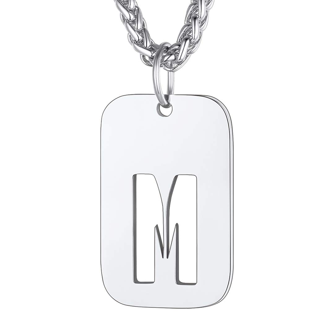 Richsteel Friendship Jewellery Dog Tag Necklace for Men Initial Pendant M Tags Mens Necklaces