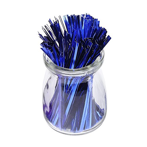 Sago Brothers 200pcs 4 Inches Metallic Twist Ties (Blue)
