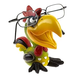 By Bers Brillenhalter Die_Vögel Design, Hahn, Gockel, Tukan, Papagei, Polyresin handbemalt