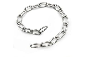 MIKMAYTOO Stainless Steel Safety Chains 20in (L) x 4MM (T) Long Link Chain Rings Light Duty Coil Chain for Hanging Pulling Towing (4mm*50cm-1 Pack)