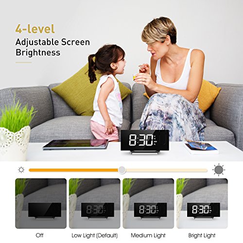 Mpow Projection Clock, FM Radio Alarm Clock, CurvedScreen Digital