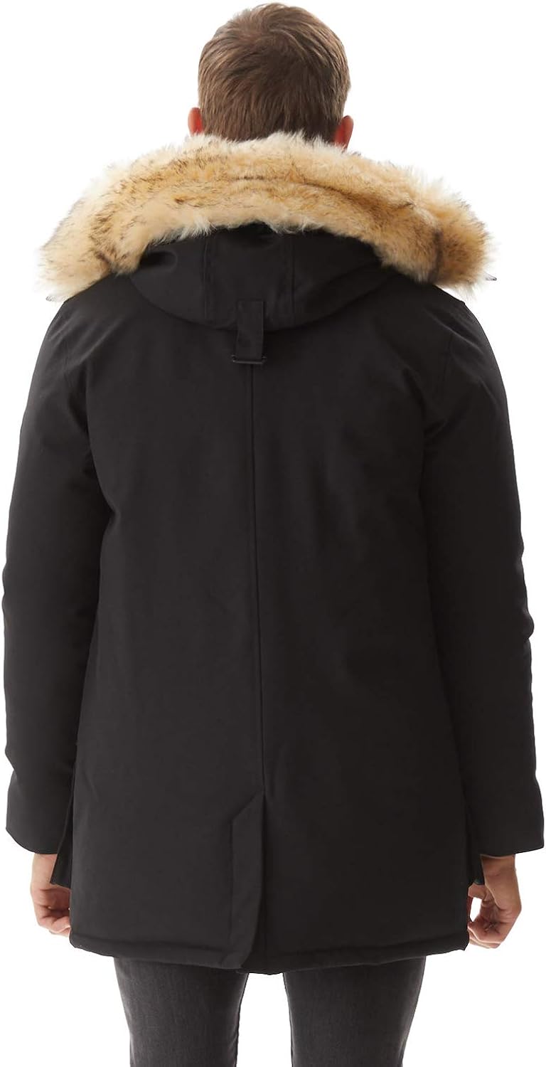 Molemsx Men's Down Alternative Jacket Mountain Thicken Lined Fur Hooded Long Anorak Parka Padded Coat XS-3XL: Clothing