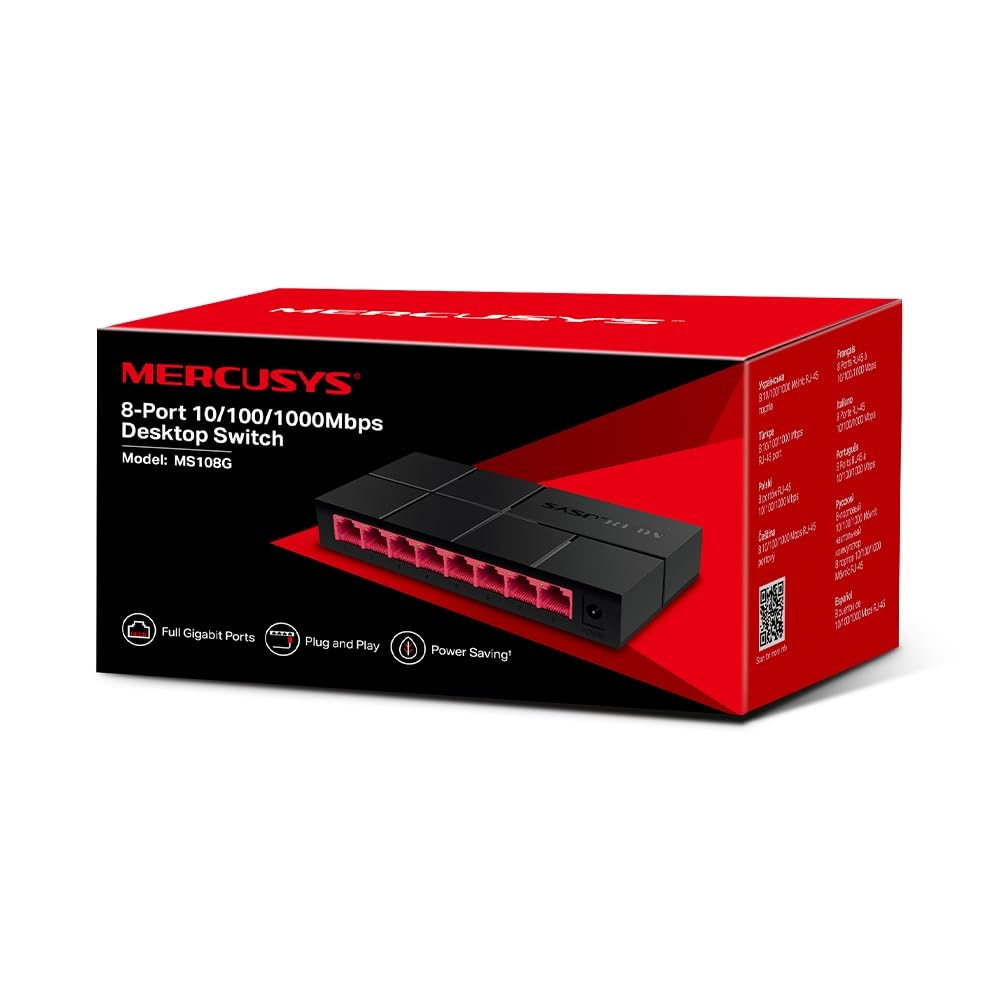 Mercusys MS108G 8-Ports Gigabit Netzwerk Switch, LAN Switch Ethernet Splitter, Plug-and-Play, Unmanaged, Lüfterlos 4