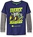 John Deere Little Boys' Toddler Dirt Magnet Thermal Tee, Navy/Medium Heather Grey, 4T
