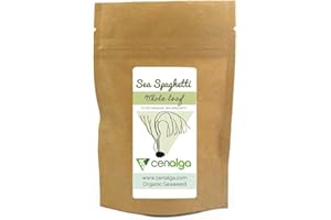CENALGA Irish Certified (IOFGA) Sea Spaghetti Whole Leaf - 1.5 oz / 42.5 g We avoid Plastic Pouch - Sustainably hand harvested from wildcrafted seaweed - non-artificial sun-dried