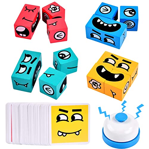 Face Change Rubiks Cube Game,Puzzle Building Cubes Game,Wooden Magic Cube Building Blocks with