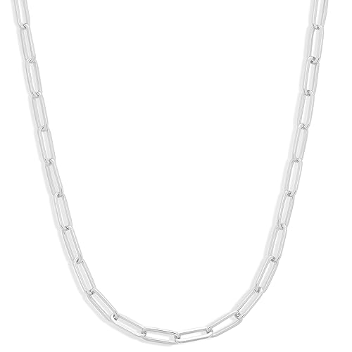 Amazon Essentials Sterling Silver Plated Necklace Paperclip Chain 16"