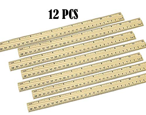 Wooden Ruler 12 Inch/30 Centimeter For School Classroom, Home, or Office | 2 Scale Measuring Tool CM & INCH | Pack Of 12 Pcs - Thumbnail 4