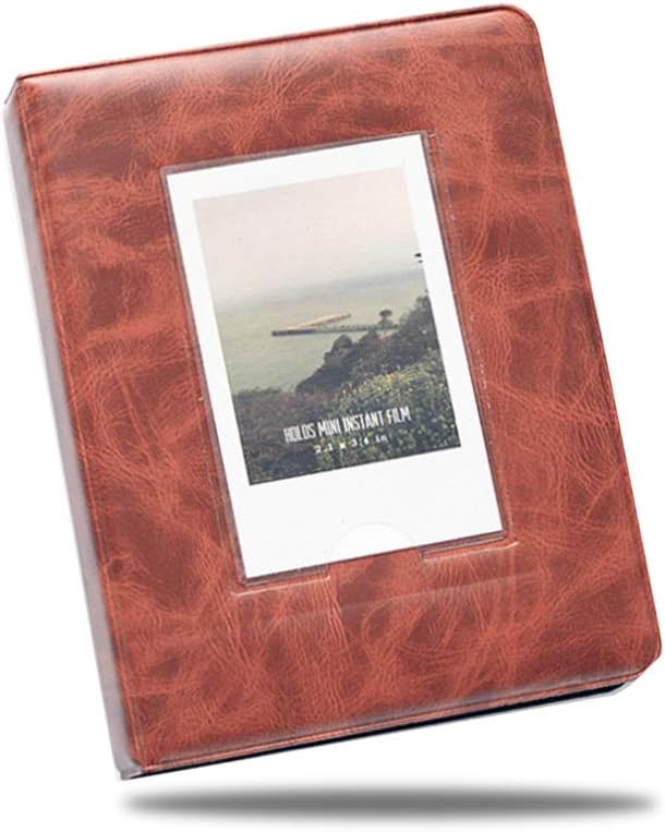 Hurricanes Retro Photo Album 32 Pockets 5 Inch Photo Book Mini Album Book Film Storage Picture Bag for Fujifilm Instax Wide 300, Wide 210, Wide 200 Photos(Red-Brown)