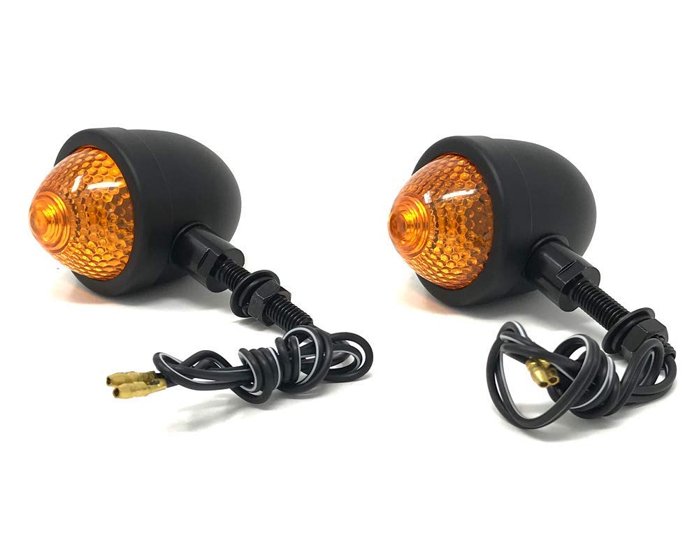 Alchemy Parts Motorbike Indicators Turn Signals Retro Classic Custom Bikes Trikes (Black)