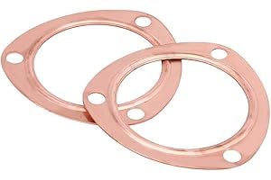 Collector Gaskets, 2pcs 3inch Copper Header Exhaust Collector Gaskets Reusable Replacement for SBC 302 350 454 383