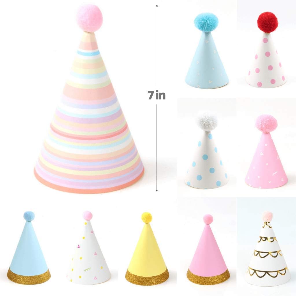 Colorful Party Hats - Fun Celebration Kit of 10 Cone Party Hats for Kids Birthday Party and DIY Crafts - Party Supplies for Group Activities, Games and Decorations: Clothing