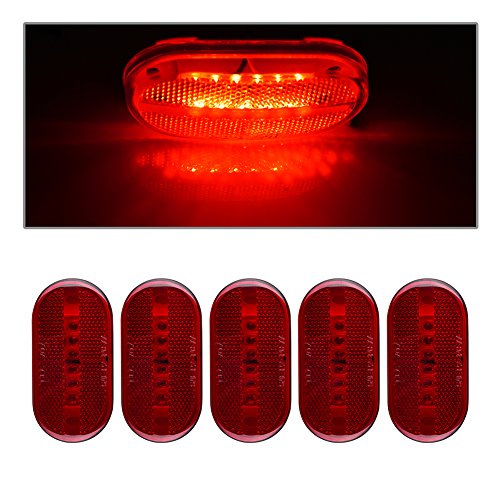 Catinbow 4" 6 LED Side Marker Light Trailer Side Front Rear Marker Light Indicators with Snap-on Lens for Most 12V Vehicles (5 Red) - Thumbnail 5