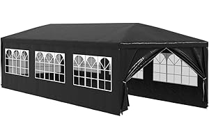 vidaXL Outdoor Canopy Party Tent 118.1" x 354.3", UV & Water-Resistant PE, Rust-Resistant Steel Frame, Windows & Zippered Door, Perfect Tent for Garden Parties & Backyard Events, Anthracite