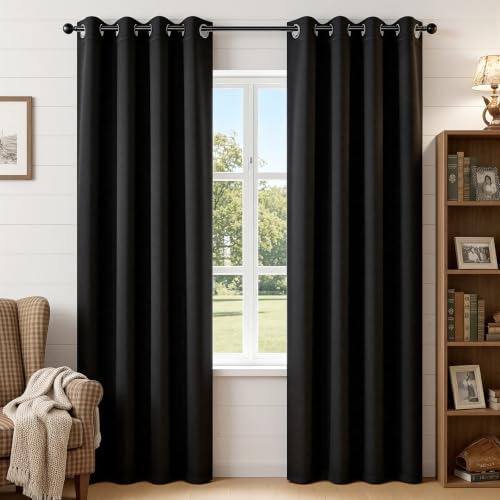 Joydeco Cortinas Opacas de 132 x 213 cm, Juego de 2 Paneles, con Aislamiento termico, 2 Cortinas de oscurecimiento con Ojales