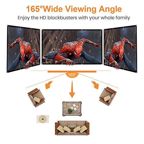 Projector Screen - 120 inch Indoor Outdoor Projection Screen - 16:9 HD Foldable Anti-Crease Portable Projector Movie Screen for Movie, Home Theater, Gaming, Office (120inch New)