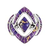 925 Sterling Silver Ring with Genuine Purple Turquoise Sizes 5 to 13