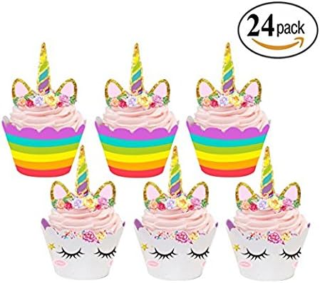 Brand New Unicorn Life Cupcake Toppers and Wrappers With Double Sided Party Decorations Set of 24