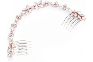 Unicra Wedding Crystal Hair Comb Bridal Headpiece Wedding Hair Accessories for Brides (Rose Gold)