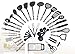 38-piece Kitchen Utensils Set Home Cooking Tools Gadgets Turners Tongs Spatulas Pizza Cutter Whisk Bottle Opener Graters Peeler Can Opener Shears Measuring Cups Spoons (Black)