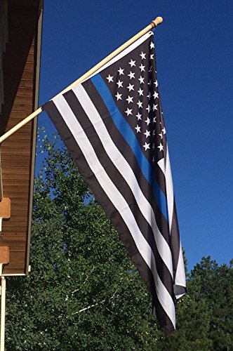 Newever Thin Blue Line Flag 3x5 ft - 210D Nylon, Embroidered Stars and Sewn Stripes with 2 Brass Grommets For Outdoor Events and Indoor Display