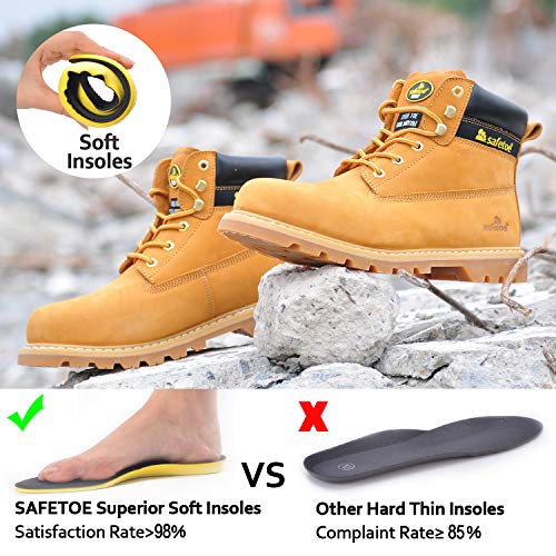 SAFETOE Men's Safety Boots Water-Resistant Work Boots Steel Toe Shoes STYLE M-8173 COLOR YELLOW SIZE 12 US