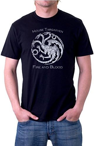 Xtees - Mens Vintage Style Game Of Thrones House Targaryen Dragon Sigil T-Shirt - Medium - Black
