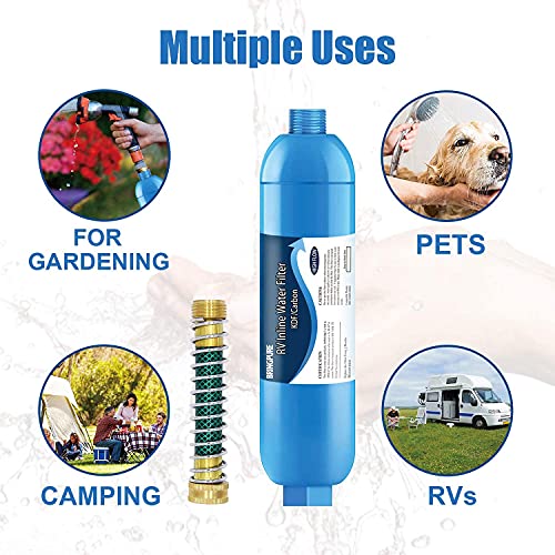 RV Inline Water Filter With Flexible Hose Protector and Pressure