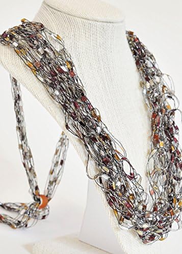 CROCHETLACES Adjustable Soft FEATHERWEIGHT Handmade Crochet Yarn Necklace Scarf- Sparkle