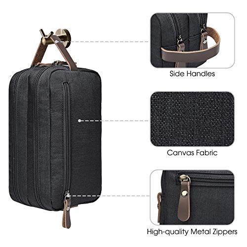 WANDF Toiletry Bag for Men Small Nylon Dopp Kit Lightweight Travel Shaving Bag for Kids and Women (Black) 2 WANDF Toiletry Bag for Men Small Nylon Dopp Kit Lightweight Travel Shaving Bag for Kids and Women (Black)