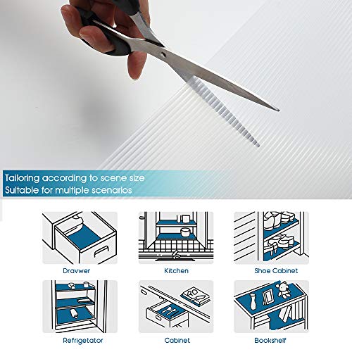 Yachee 3 Rolls EVA Cabinet Liners, Extra Large Non-Slip Non-Adhesive Shelf Liners for Kitchen Cabinets Cupboard Drawer Cushion Shelves, Washable Antifouling Refrigerator Liners, 24"x 60" - Transparent