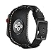 Leotop Compatible with Apple Watch Band 49mm 46mm 45mm 44mm 42mm(Series 3 2 1),Genuine Leather Bracelet Wrist Strap Compatible Apple Watch Ultra1/2 Series 10/9/8/7/6/5/4/3/2/1/SE/SE 2 (Cuff Black)