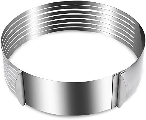 Plataplus Stainlesss Steel Layer Cake Slicer Kit, 7.8"/12” Adjustable Ring Mold (12")