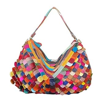 Vegasking Vegasking Oversized Genuine Leather Scale Tote Satchel Handbag with Top Handle