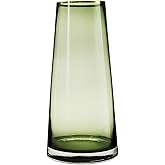 Funsoba 10“ Green Glass Vase with Gold Mouth for Centerpieces Home Wedding Decoration