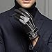 Men's Warm Lambskin Genuine Leather Gloves For Men Winter Driving Black L