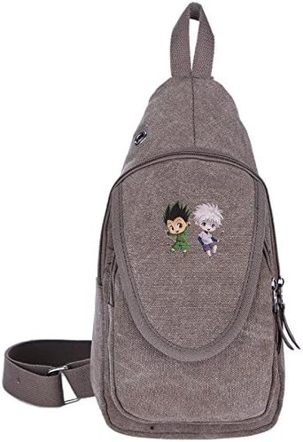 Gon And Killua Hunter X Hunter Silhouettes Canvas Chest Pack Crossbody Bag Travel Bag Hiking Bag Shoulder Backpack Brown