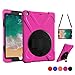 Case for 5th 6th Generation 9.7 Inch 2017 2018 Model | Heavy Duty Dropproof Silicone Cover for Kids w/ 360° Rotatable Kickstand Handle Shoulder Strap | Hotpink
