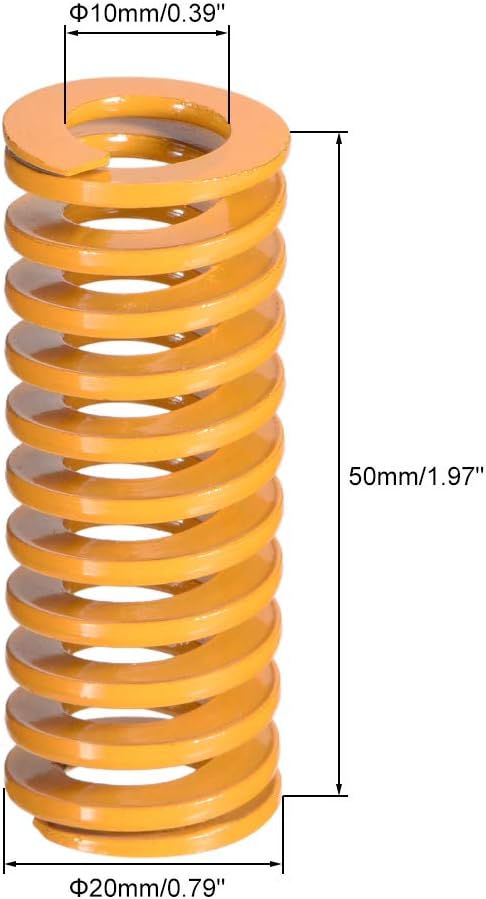 sourcing map 20mm OD 50mm Long Spiral Stamping Light Load Compression Die Spring Yellow, 20 x 50mm - Image 3