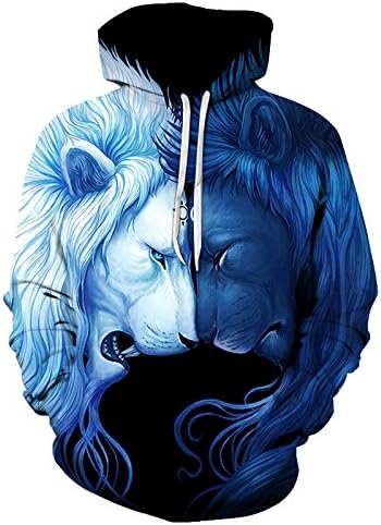 3D Digital Printing Sweater Hoodie Long-Sleeved Personality Lion Head Hooded Pullover Spring Men'S Models