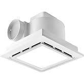 MEOZRI Bathroom Exhaust Fan with LED Light Ceiling Mount Ventilation Fan 118 CFM 1.0 Sones 4 Inch Duct Quiet Bathroom Vent Fan with Light Combo 5000K for Home Bath Hotel-Squares